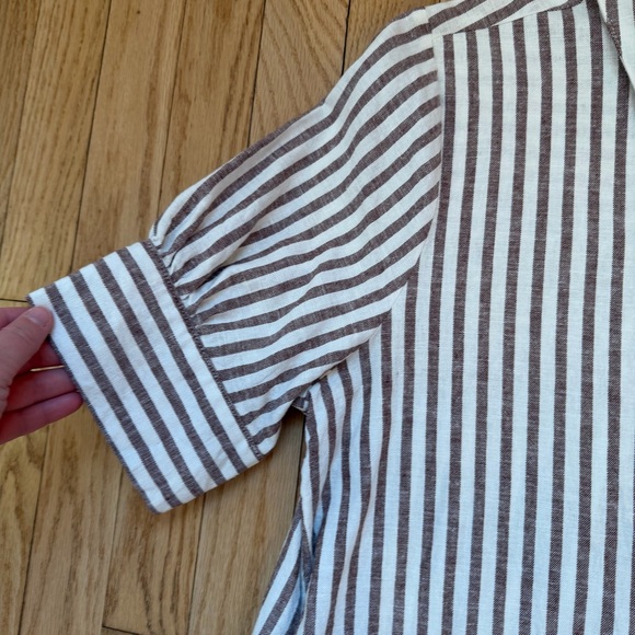 Striped Linen Blend Shirt Dress - Picture 5 of 11